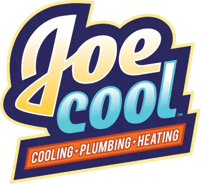 Joe Cool logo with 'cooling, plumbing, heating' in orange text below stylized blue and yellow lettering.